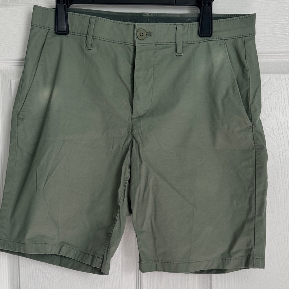 Calvin Klein Olive Green Flat Front Shorts